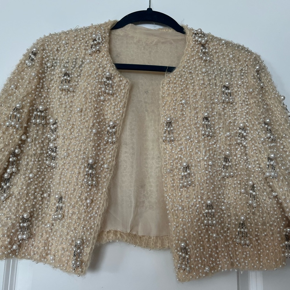 Vintage Lucy Baltzell Shop Pearl bead and beaded Bolero